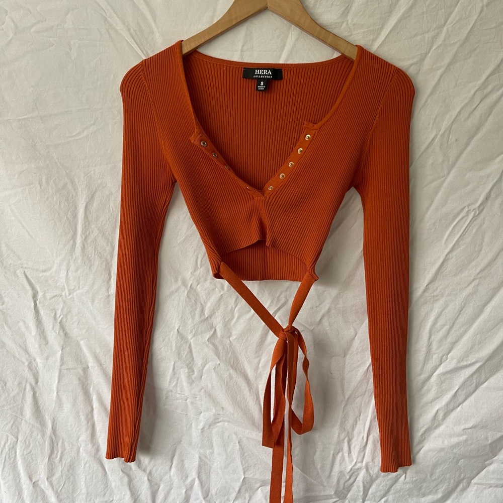 Orange Wrap Crop Top
